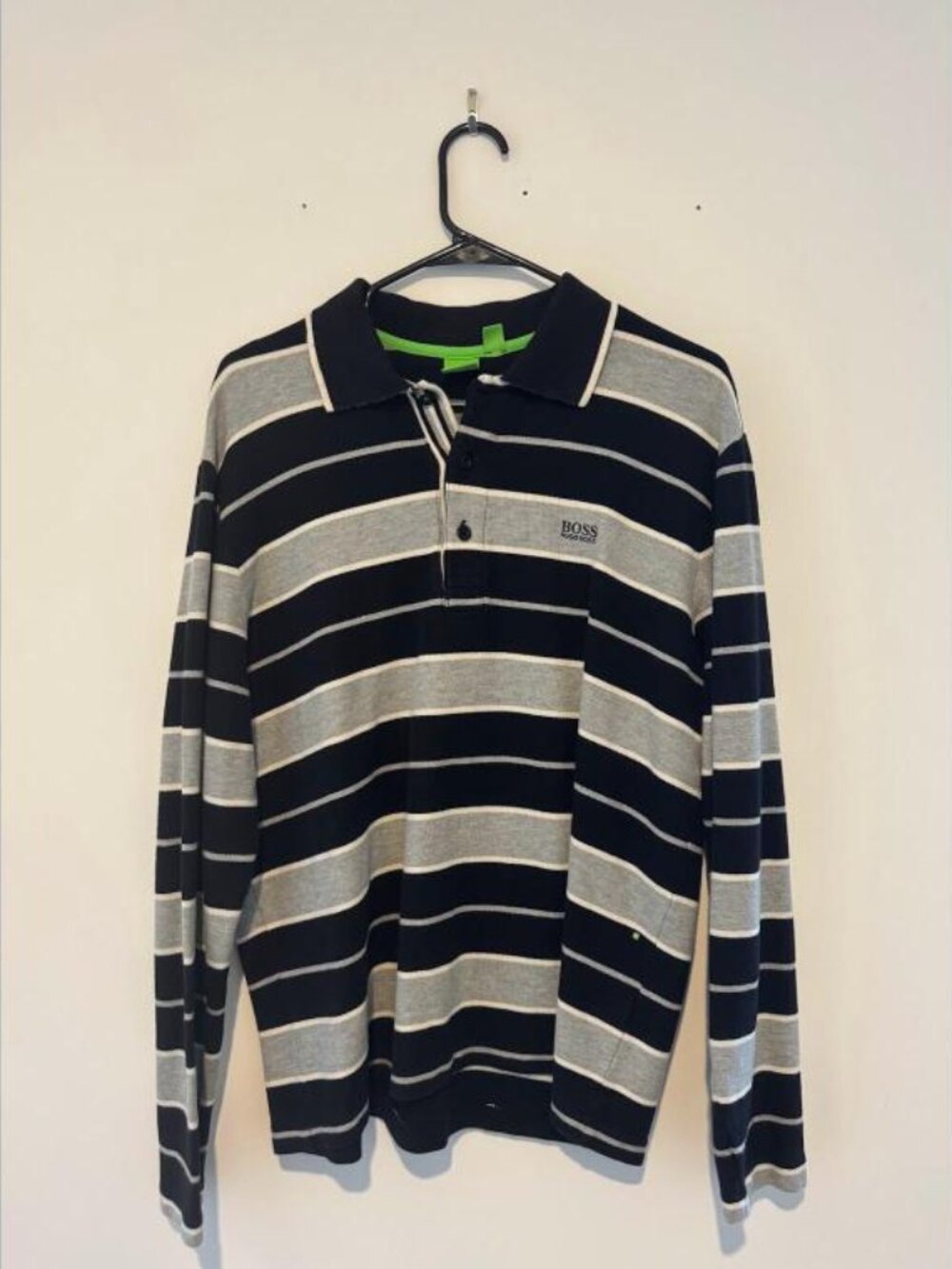 Hugo Boss Men's Striped Rugby Sweater Long Sleeve Polo